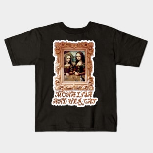 Mona Lisa and her cat Kids T-Shirt